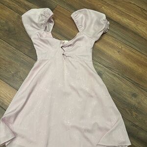 Elegant Lavender Puff Sleeve Dress